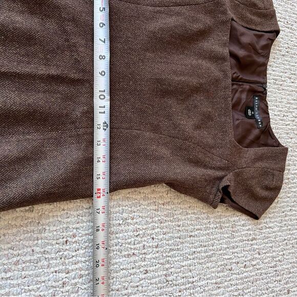 RALPH LAUREN Black Label Brown Herringbone Lambswool Sheath Dress - Picture 8 of 12